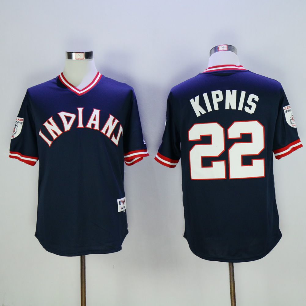 Men Cleveland Indians #22 Kipnis Blue Throwback 1976 MLB Jerseys->cleveland indians->MLB Jersey